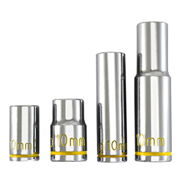 4- Piece UV Glowing 10mm Sockets 1/4" & 3/8" Drive 410 4- Piece UV Glowing 10mm Sockets 1/4" & 3/8" Drive 410