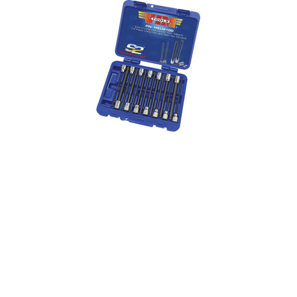Hex Extra Long Driver Set 14 pieces 7 pc. Ball Hex & 7 Piece Hex, Metric HXLM100-03