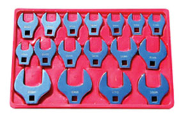 17 Piece 1/2" Drive Metric Jumbo Crowfoot Wrench Set 7917