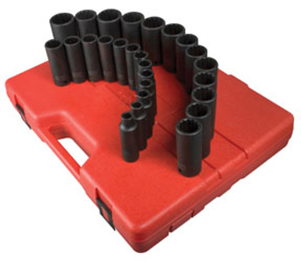 1/2" Drive 12 Pt. Metric Deep Impact Socket Set, 26 Pc. 2827