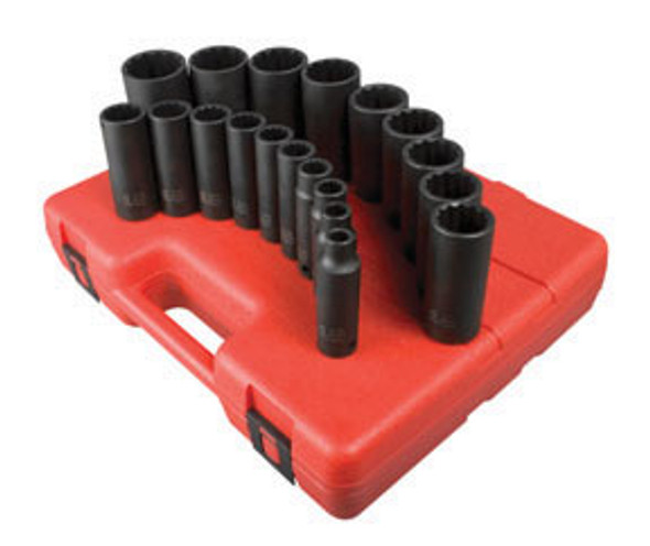 1/2" Drive 12 Pt. SAE Deep Impact Socket Set, 19 Pc. 2820