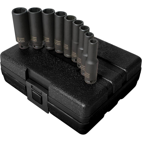 1/4" Drive Metric Deep Impact Socket Set, 9 Pc. 1812