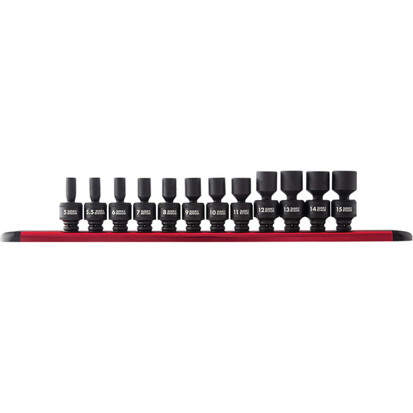 12 Pc. 1/4" Drive Metric Universal Impact Socket Set 1814
