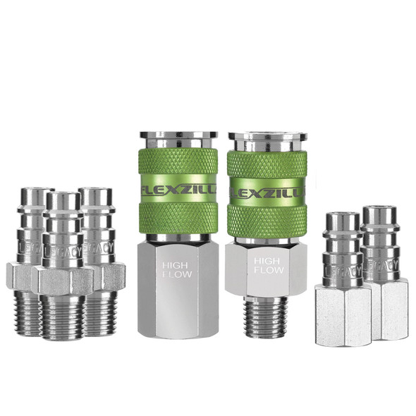 7 Pc. ¼” NPT Flexzilla Pro High Flow Interchange Coupler and Plug Kit A53457FZ