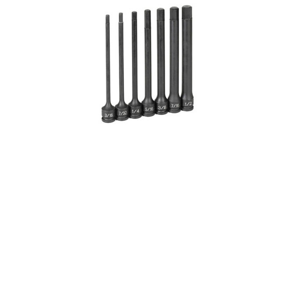 7-Piece 3/8 in. Drive SAE 6 in. Extended Length Hex Impact Drive Socket Set 1267H