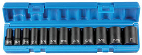 12 Pc. 3/8'' Drive 6 Point Semi–Deep Socket Set 1213SD