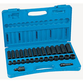 30 Pc. 1/2" Drive 6 Point Metric Standard and Deep Impact Socket Set 1430MRD