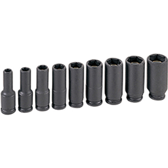 9-Piece 3/8 in. Drive 6-Point SAE Magnetic Deep Impact Socket Set 1209DG