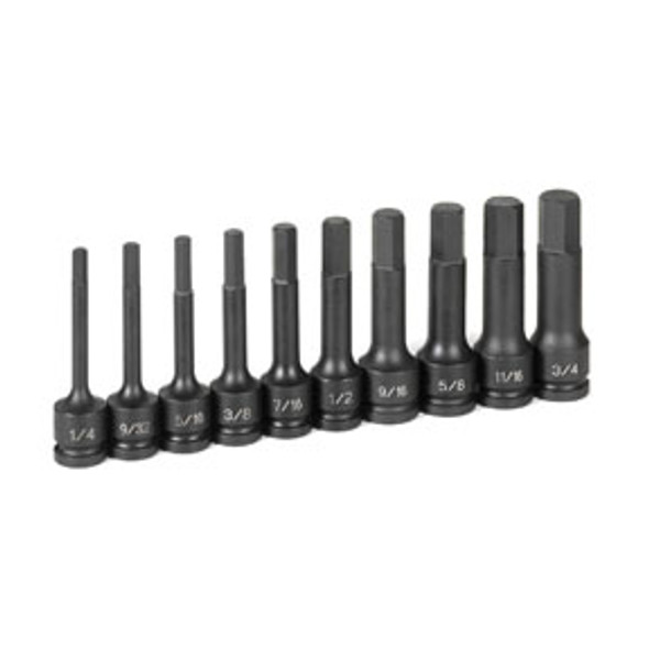 10-Piece 1/2 in. Drive SAE 4 in. Extended Length Hex Impact Drive Socket Set 1340H