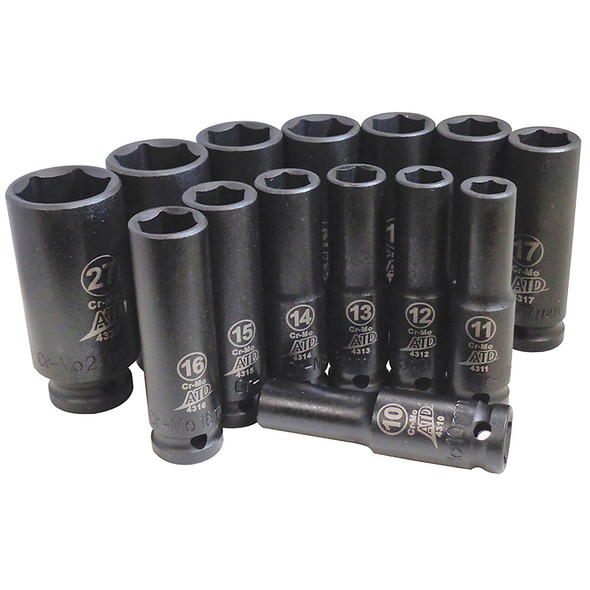14 Pc. 1/2" Drive 6 Point Metric Deep Impact Socket Set 4301