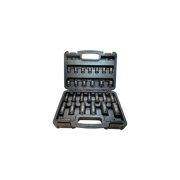 26-Pc 3/8" Drive 6 Point Metric Standard and Deep Impact Socket Set 2326