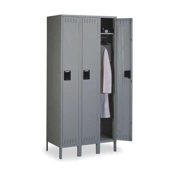 Wardrobe Locker, 45 in W, 18 in D, 78 in H, (1) Tier, (3) Wide, Gray