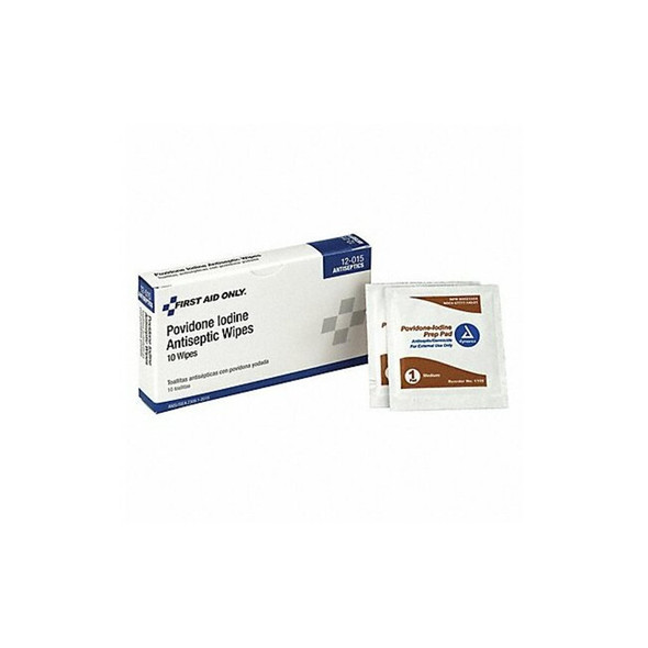 First Aid Only PVP Wipes,Packet,2-1/8 In.,PK10 12-015