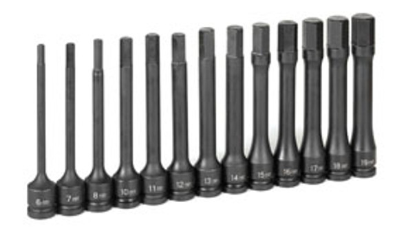 13-Piece 1/2 in. Drive Metric 6 in. Extended Length Impact Drive Socket Set 1363MH
