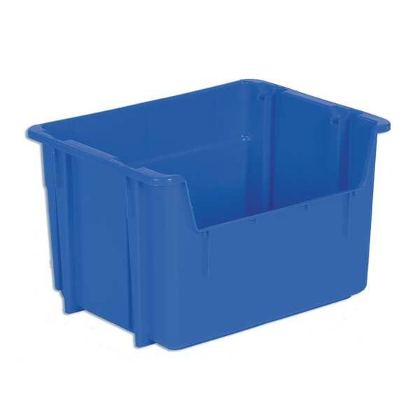 Hang & Stack Storage Bin, Plastic, Blue, 12 3/8 in H, 20 1/4 in W, 15 1/4 in L