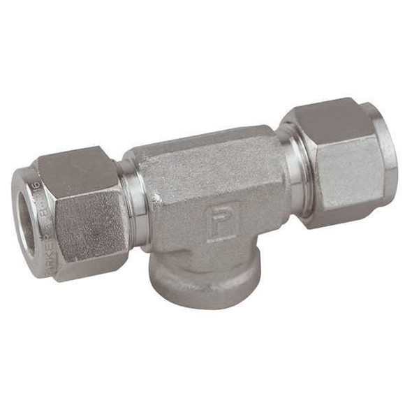 Parker 1/4" x 3/8" Compression x FNPT 316 SS Female Branch Tee 6FBT4N-316