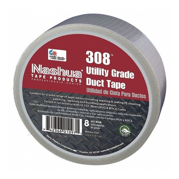 Nashua Duct Tape, Silver, 60 yd L, 1-7/8 in W 308