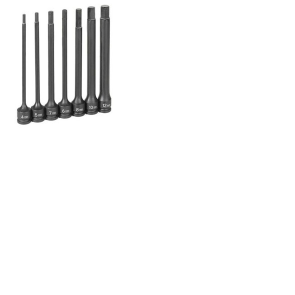 7-Piece 3/8 in. Drive Metric 6 in. Extended Length Hex Impact Drive Socket Set 1267MH