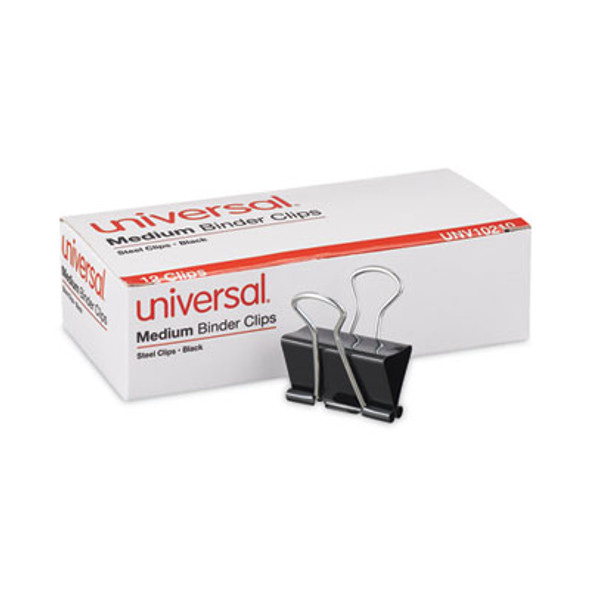 Universal® Binder Clips, Medium, Black/Silver, 12/Box UNV10210