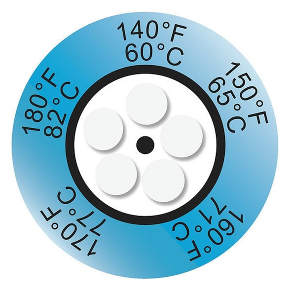 Thermax Temp Indicator, Dot, Blue, 10PK 80603