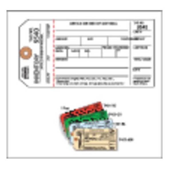 Inspection Tag, Cardstock, 6 1/4 in H x 3 1/8 in W, Green, Rectangle, 100 PK