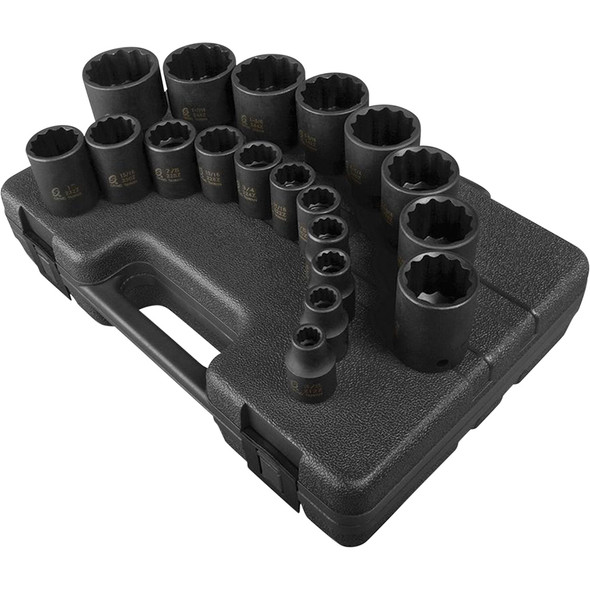 1/2" Drive 12 Pt. SAE Impact Socket Set, 19 Pc. 2819