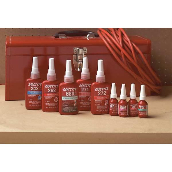 Loctite Threadlocker, LOCTITE 242, Blue, Medium Strength, Liquid, 10 mL Bottle 135354