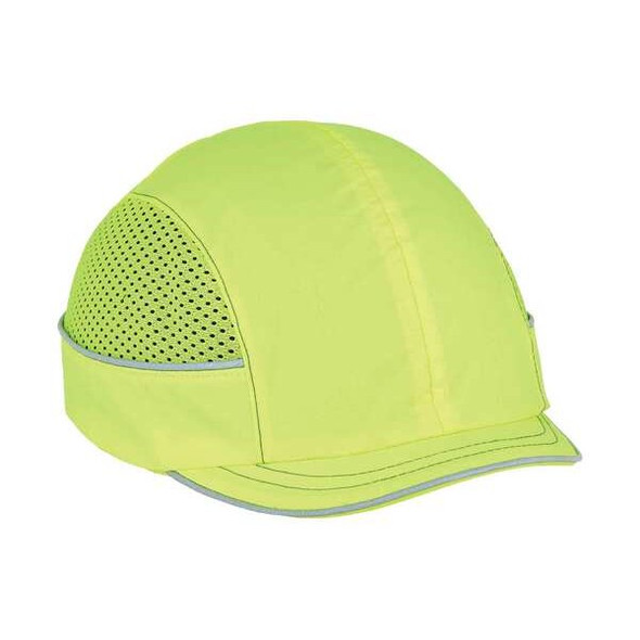 Bump Cap, Micro Brim Baseball, ABS, Hook-and-Loop Suspension, Hi-Visibility Lime