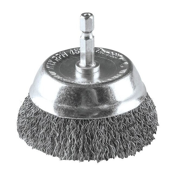 Makita 3" Crimped Wire Cup Brush, 1/4" Hex Shank B-63080