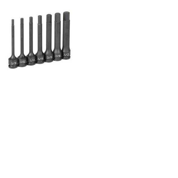 7-Piece 3/8 in. Drive SAE 4 in. Hex Impact Drive Socket Set 1247H