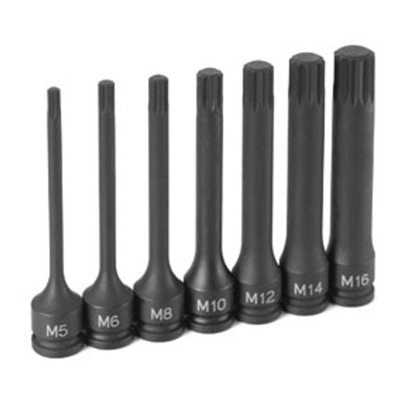 7-Piece 3/8 in. Drive Metric 4 in. Triple Square Impact Drive Socket Set 1247S