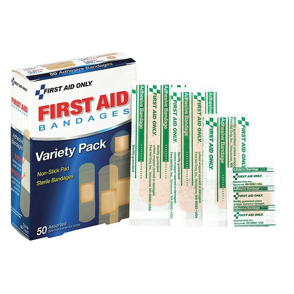 First Aid Only Strip Bandages,x,Plastic,PK50 90332 First Aid Only Strip Bandages,x,Plastic,PK50 90332