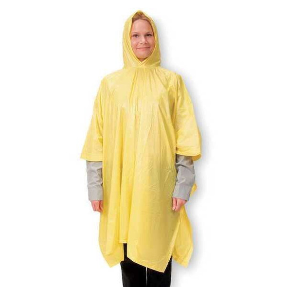Condor Rain Poncho,Disposable,Yellow,80" L 1EJY3