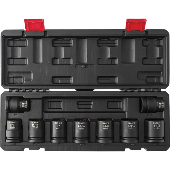 3/4" Dr SAE  12Pt Thin Wall Impact Socket Set, 9Pc 4687