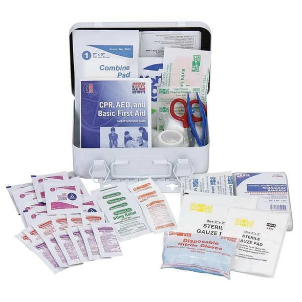 Manufacturer Varies First Aid Kit and Housing, Metal 77 Components, 10 People Served 54557
