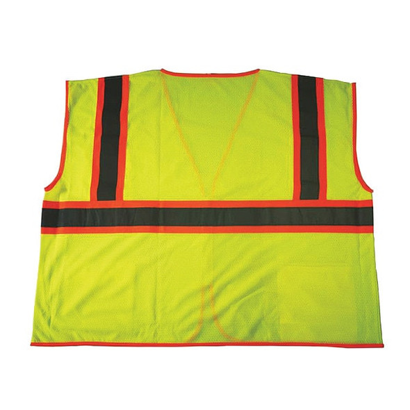 High-Visibility Vest, Type R, Class 2, U-Block, Silver Stripe, Zipper, Mesh Polyester, Lime, 3XL