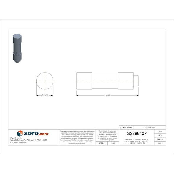 Eaton Bussmann CC Class, Time-Delay, 3A, 600V AC, Non-Indicating LP-CC-3