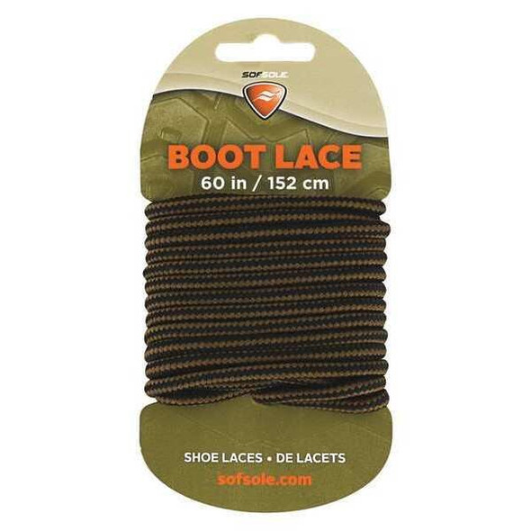 Sof Sole Shoe Laces,60" L,Polyester,Gold Brown,PR 84725