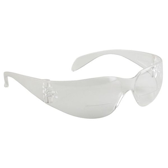 Bifocal Reader Safety Glasses, Diopter Strength +2.50, Anti-Scratch, Frameless, Clear Lens
