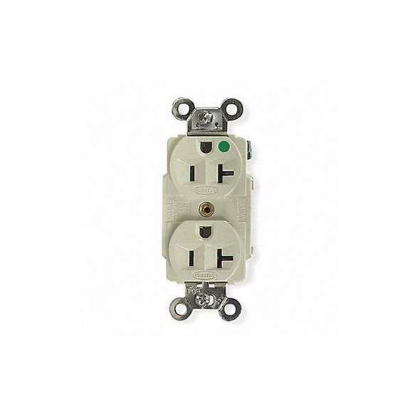 Hubbell Wiring Device-Kellems Recept,Ivory,20 A,2P3W,Back; Side,1PK HBL8300I