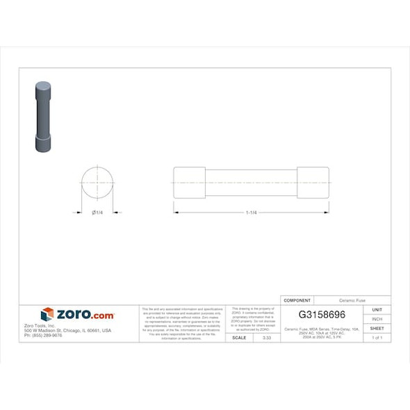 Eaton Bussmann 250VAC,Crmc,Cyl,10A,0.25in,1.25in,PK5 MDA-10-R Eaton Bussmann 250VAC,Crmc,Cyl,10A,0.25in,1.25in,PK5 MDA-10-R