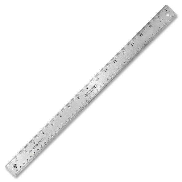 Westcott Ruler,Stainless Steel,18 In. 10417