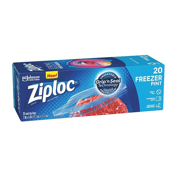 Ziploc Slide Seal Reclosable Bag 7" x 5", 2.7 mil, Clear, Pk20 314443