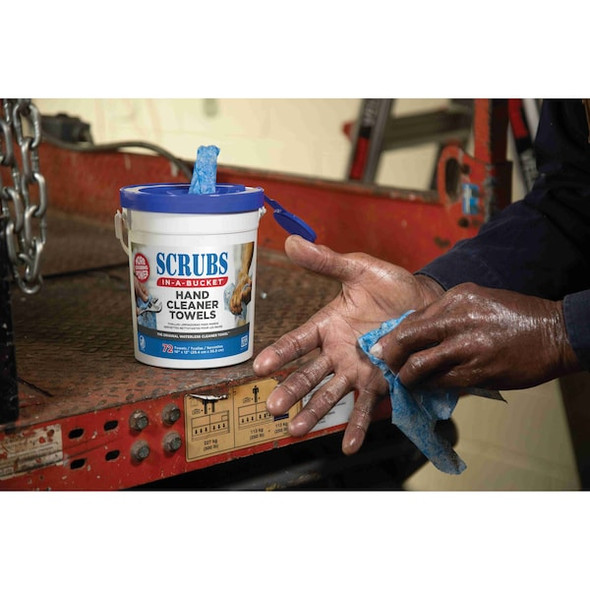 Hand Cleaning Towels, 10 in x 12 in, Scrubs-in-a-Bucket, 72 Wipes/Bucket, Aloe/Vitamin E, Citrus