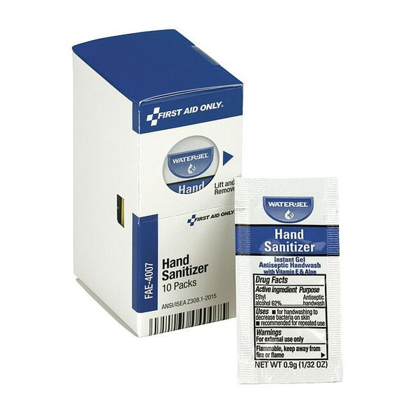 Hand Sanitizer Packets, Gel, 9.38 mL, Ethyl Alcohol, Fragrance Free, 10 PK