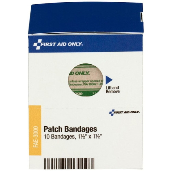 First Aid Kit Refill,1 1-2"X 1 1-2" Patch Plastic Bandages, 10 Per Box  FAE-3000