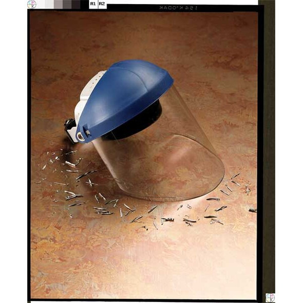 Face Shield, Clear Visor, Propionate, Ratchet Suspension, Uncoated Lens