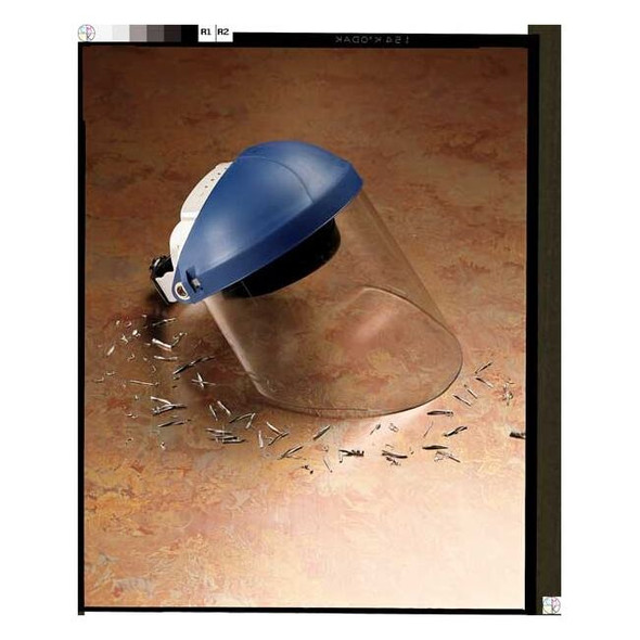Face Shield, Clear Visor, Propionate, Ratchet Suspension, Uncoated Lens