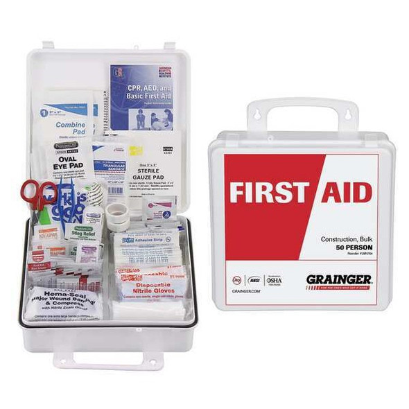 First Aid Kit and Housing, Plastic 103 Components, 50 People Served