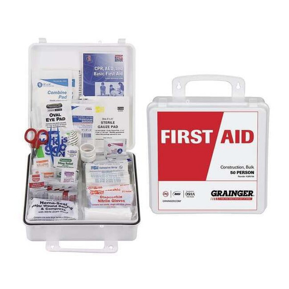 First Aid Kit and Housing, Plastic 103 Components, 50 People Served